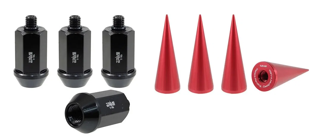 71620K226 – TRUE SPIKE Lug Nut, 7/16 Inch x 20 Thread Size 60 Degree Conical Acorn 1.53 Inch Overall Length Black Ste...